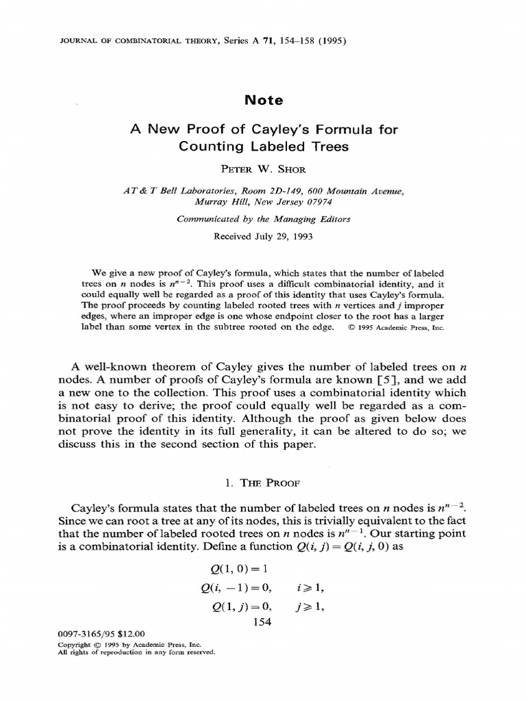 Cayley Tree 1 | PDF | Combinatorics | Discrete Mathematics