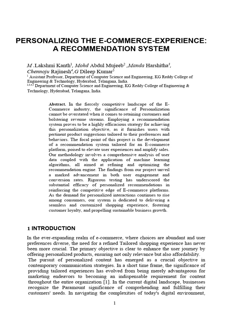 E-Commerce Personalization via Recommendation Systems | PDF ...