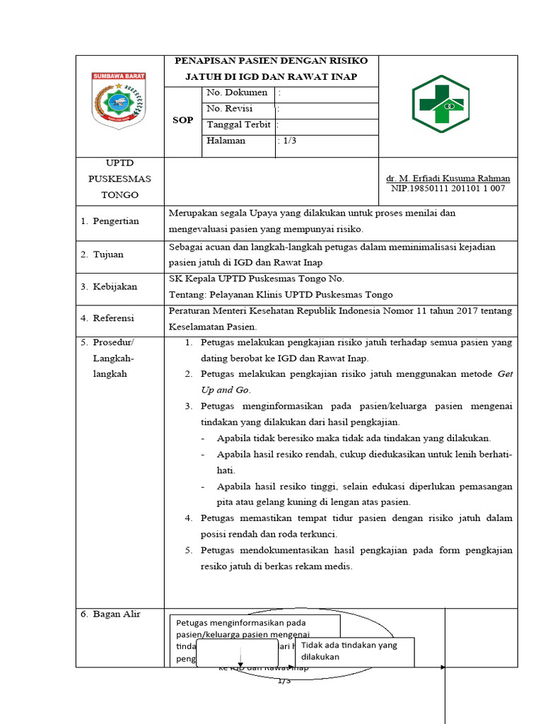 Sop Penapisan Pasien Dengan Resiko Jatuh Ugd Ranap | PDF