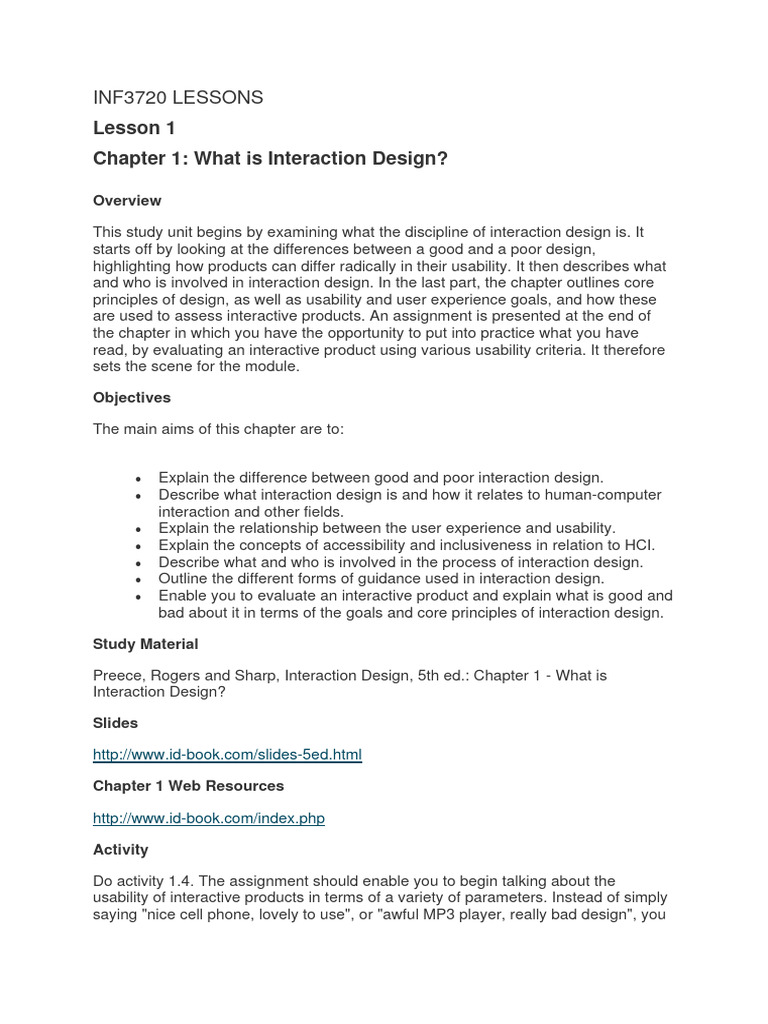 Introduction to Interaction Design | PDF | Usability | Human–Computer ...