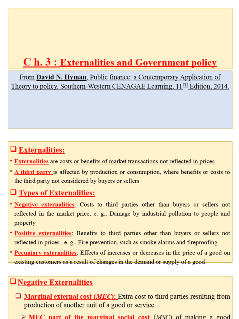 Understanding Externalities and Policies | PDF | Externality | Clean ...