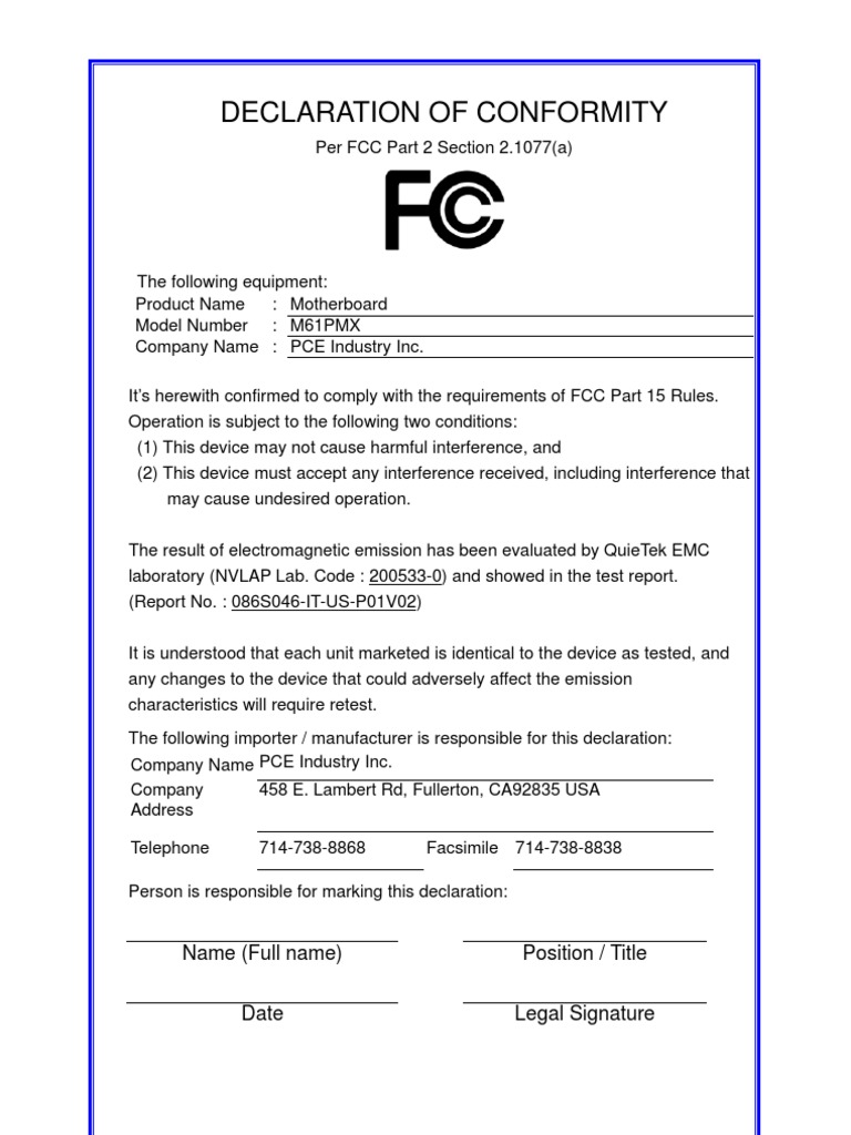 m61pmx FCC | PDF