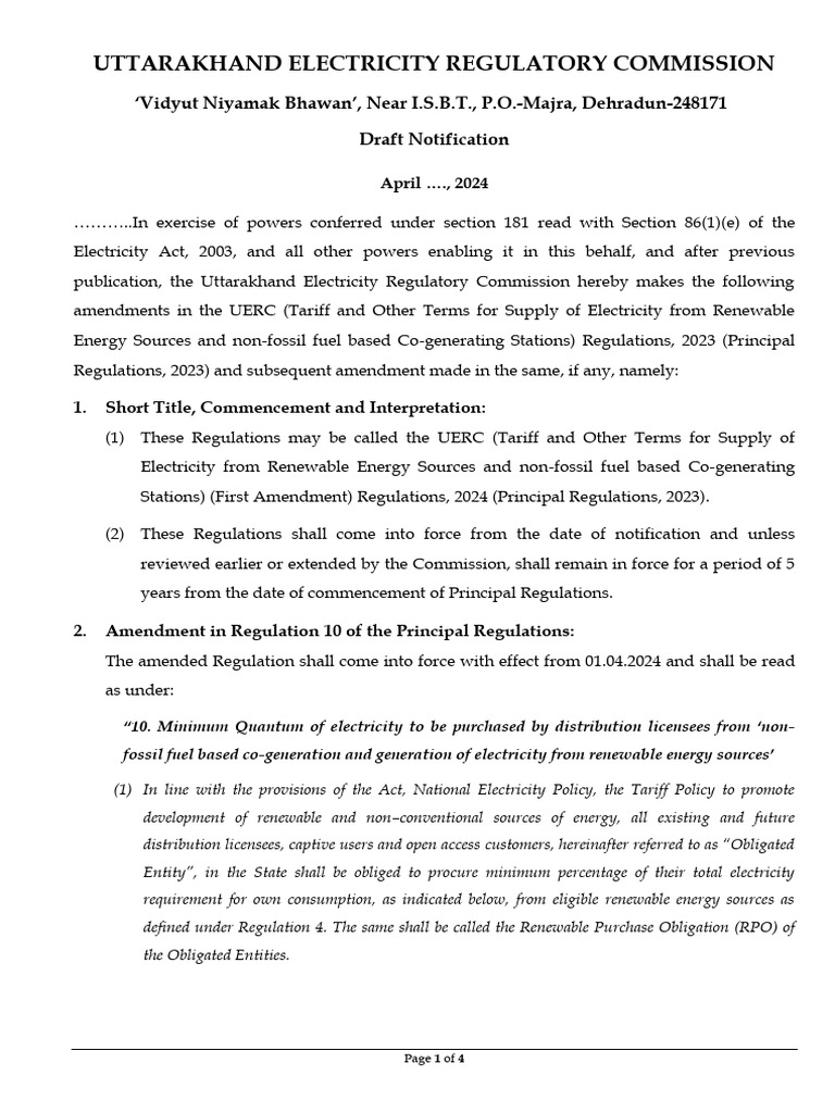 Draft Regulation Pdf Hydroelectricity Renewable Energy