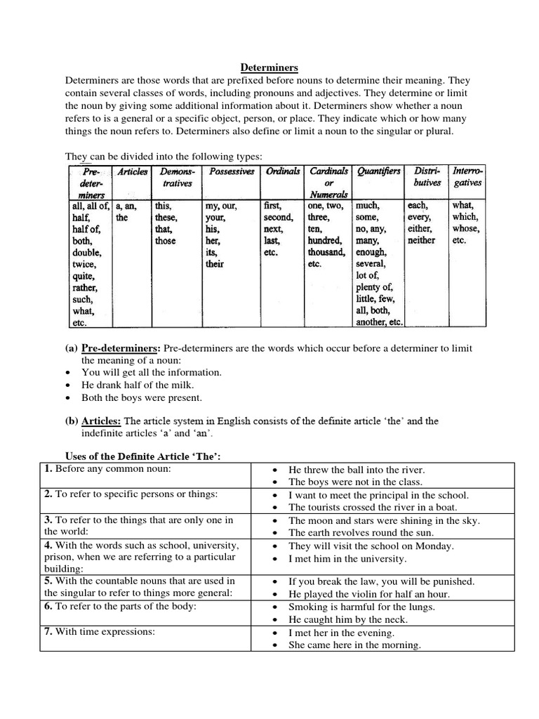 G9 Determiners | PDF | Noun | Grammatical Number