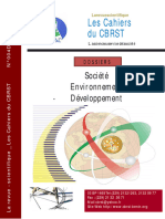 Les Cahiers Du CBRST: Société Environnement Développement