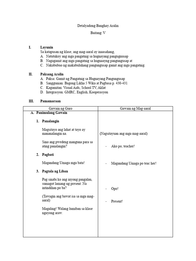 Detalyadong Banghay Aralin | PDF