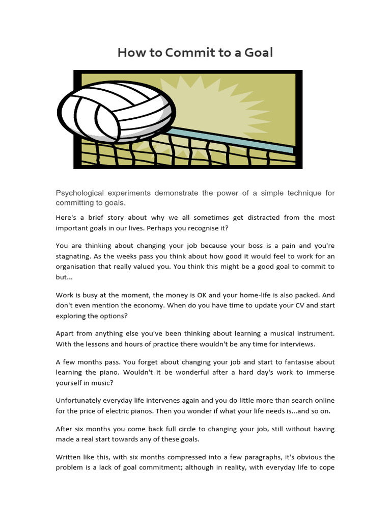 Commit to Your Goals with Mental Contrasting | PDF | Thought | Mind