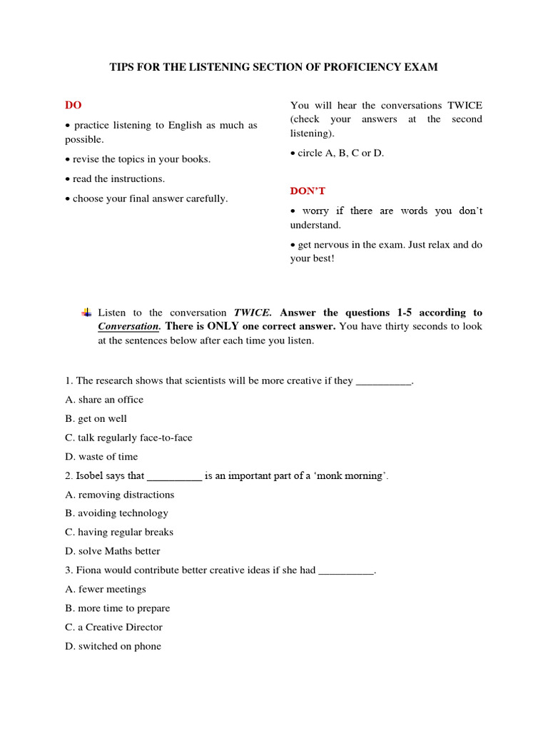 Listening Proficiency | PDF | Language Arts & Discipline