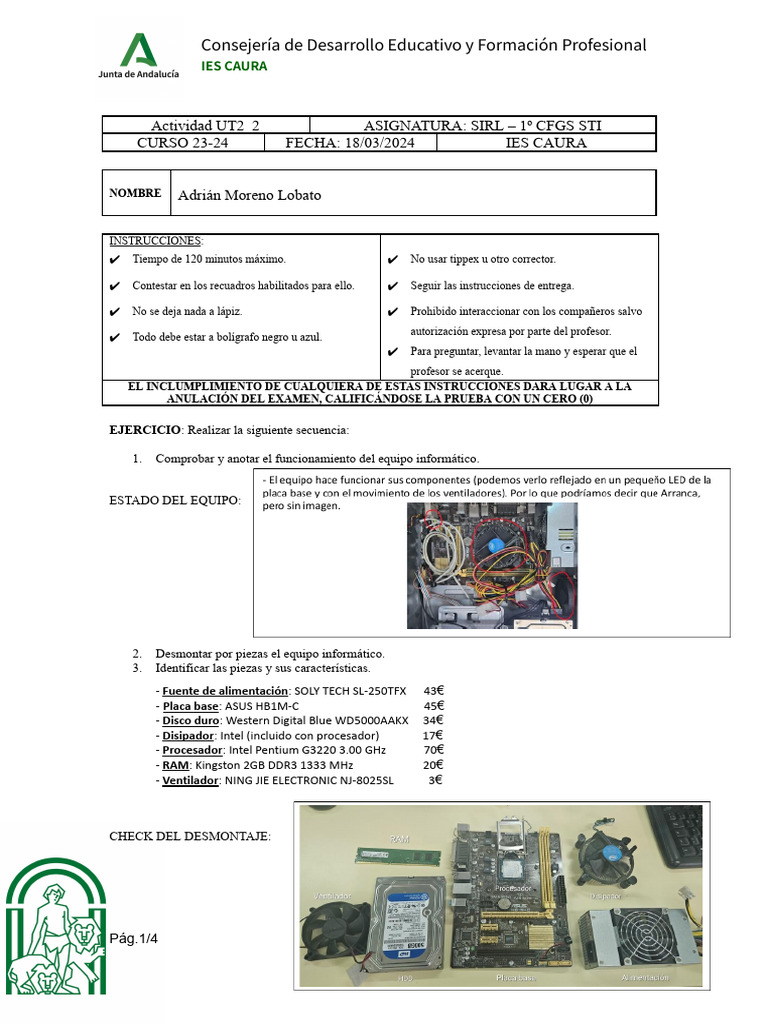 Actividad UT2 2 | PDF | Hardware de la computadora | Informática