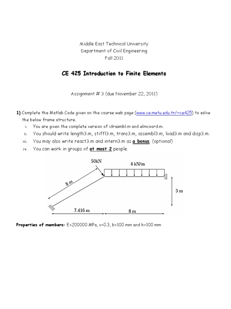 CE 425 Assignment #3 Instructions | PDF