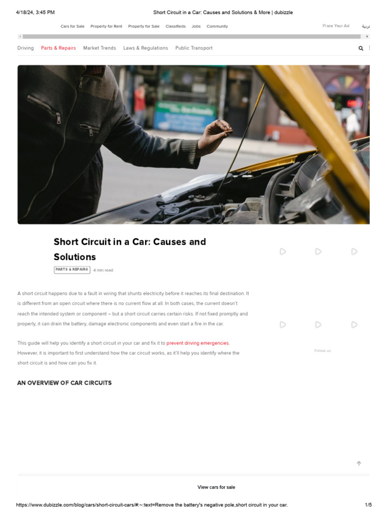 Short Circuit in A Car Causes and Solutions & More Download Free PDF Switch