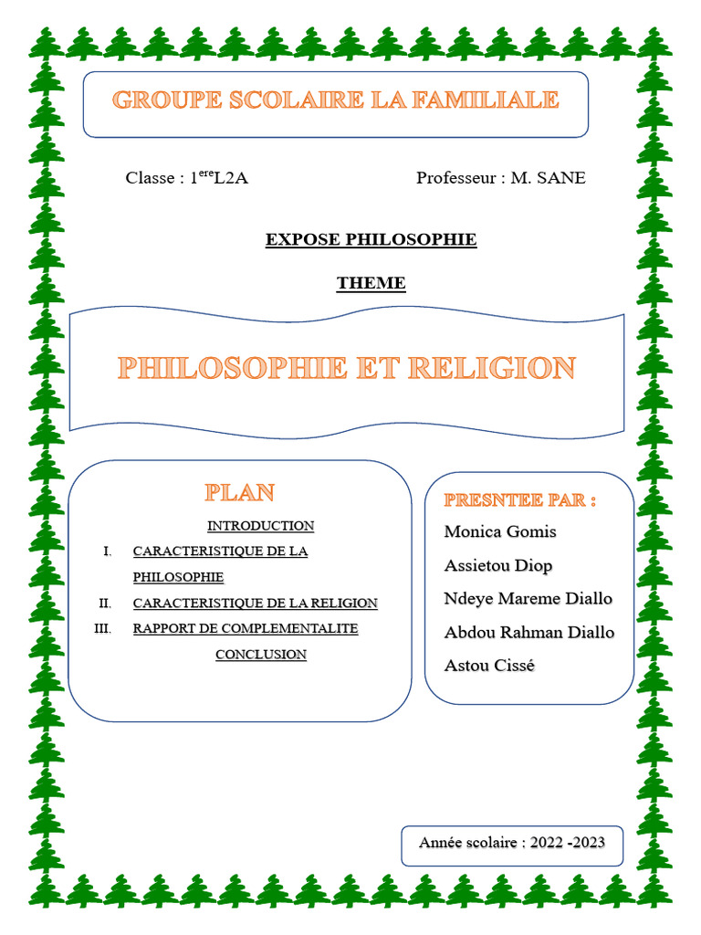 Philosophie et Religion : Complémentarité | PDF | Philosophie de la ...