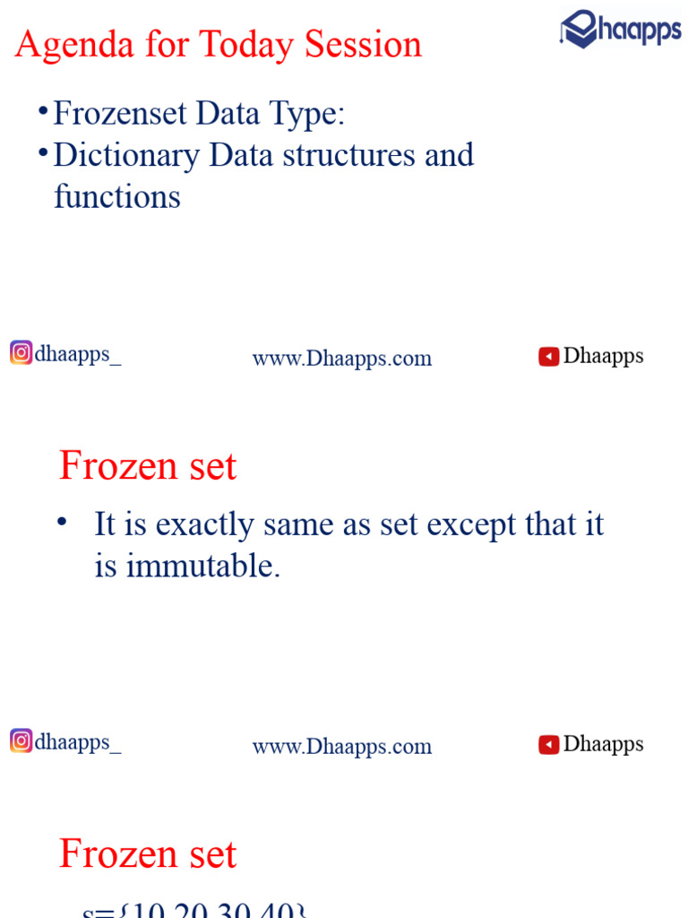 Frozenset Data Type: - Dictionary Data Structures and Functions | PDF