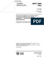 ABNT NBR 7503 - Ficha de emergência e envelope para transporte terrestre de produtos perigosos - Características, dimensões e preenchimento