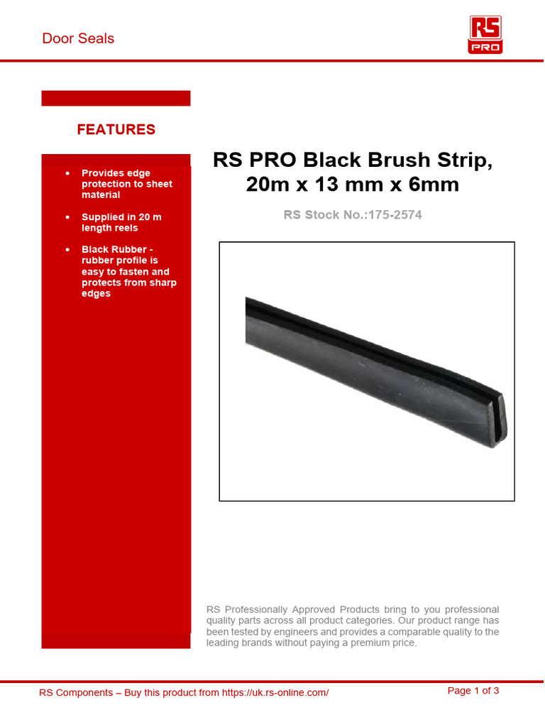 Rs pro black brush strip 20m x 13 mm x 6mm features pdf