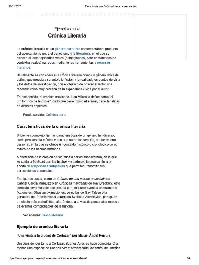 Ejemplo de Una Crónica Literaria (Excelente) | Descargar gratis PDF ...