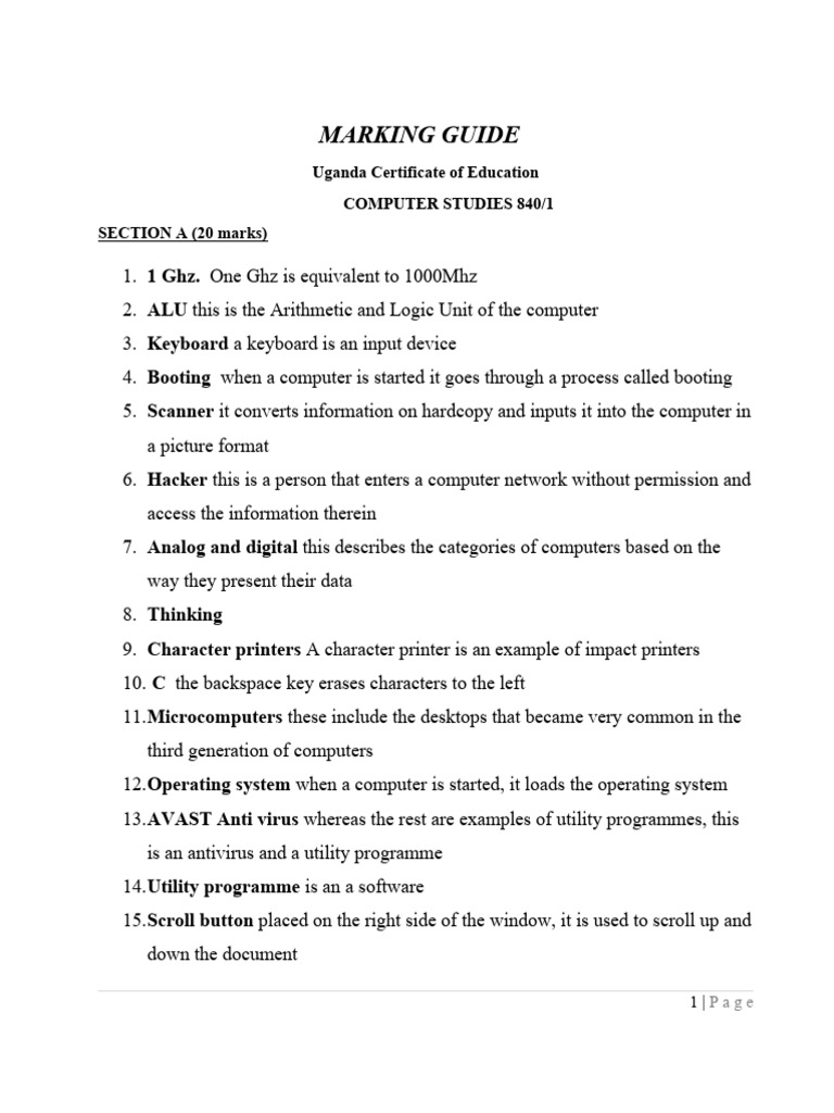 Senior 4 Marking Guide | PDF | Network Topology | Computer Data Storage
