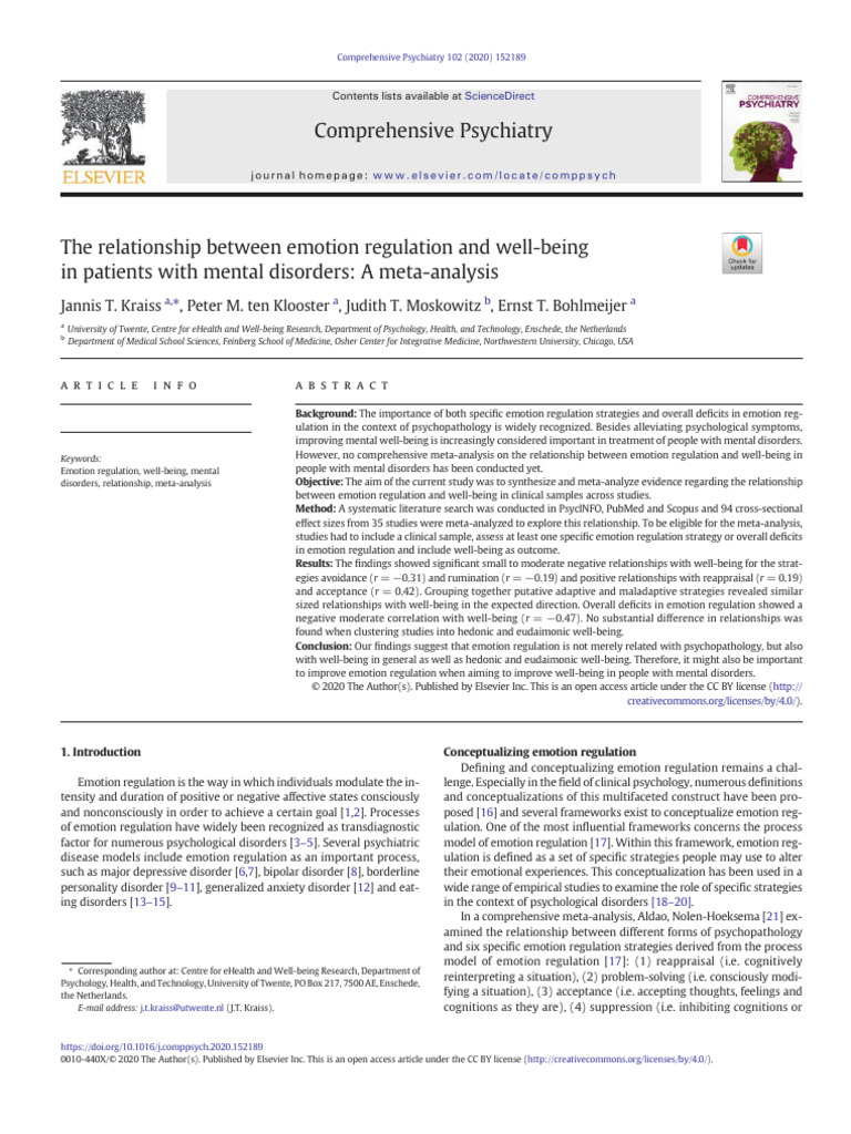 Emotion Regulation & Well-Being Meta-Analysis | PDF | Emotional Self ...