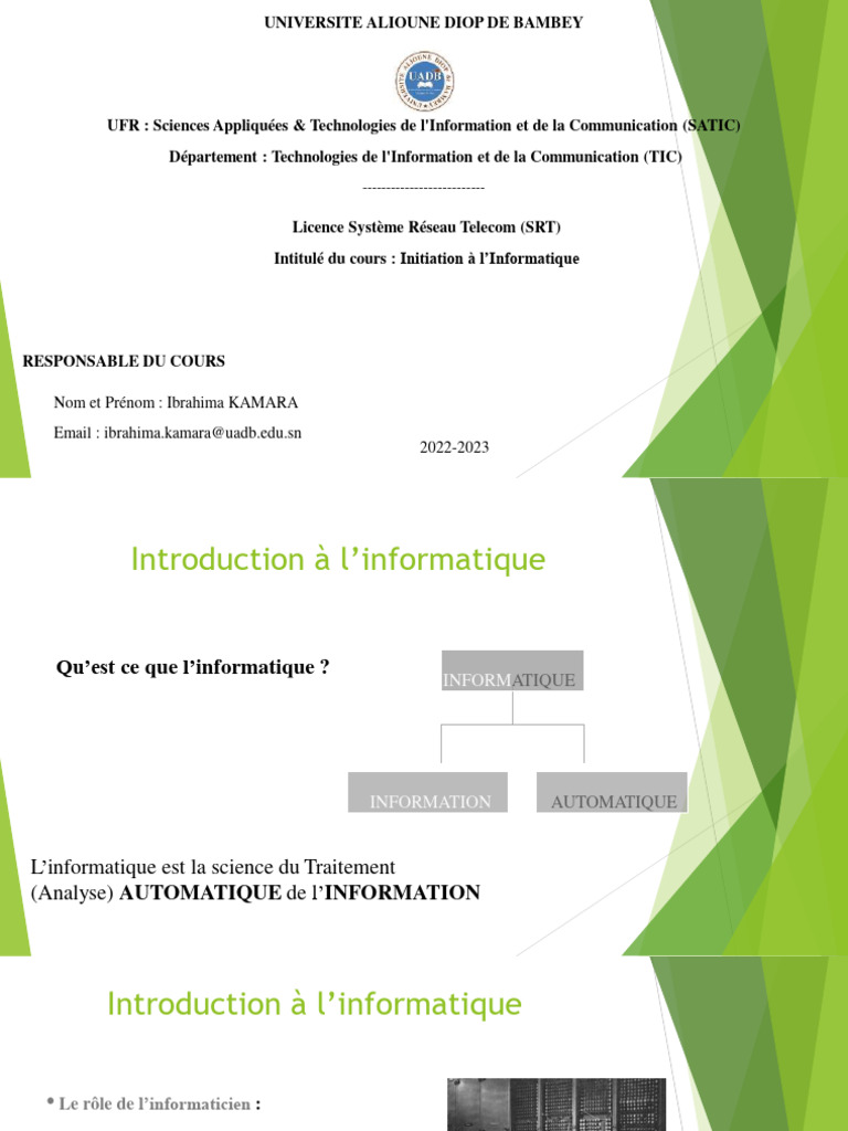 Initiation à l'Informatique 2022-2023 | PDF | Système d'exploitation ...