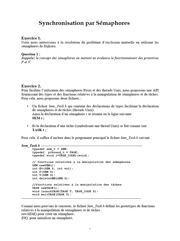 Sémaphores de Dijkstra en C | PDF | Technologie de système d ...