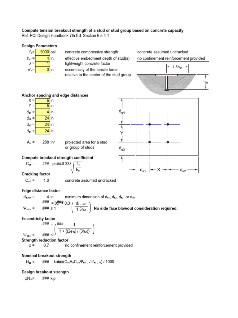 Tension Breakout Strength Calculation Guide | PDF