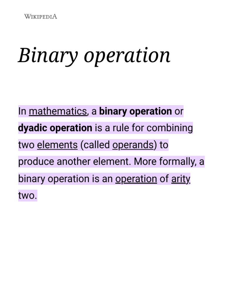 Binary Operation - Wikipedia | PDF | Matrix (Mathematics ...