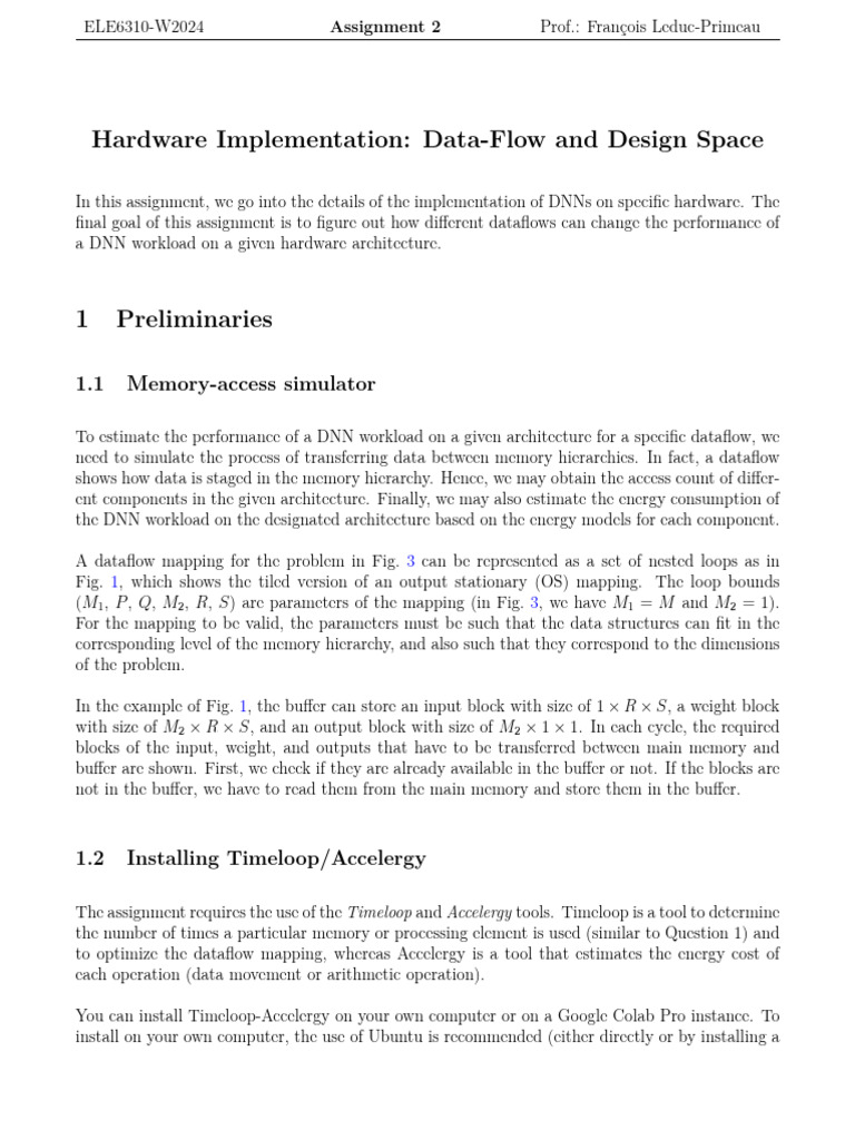 Hardware implementation data flow and design space 1 1 memory access
