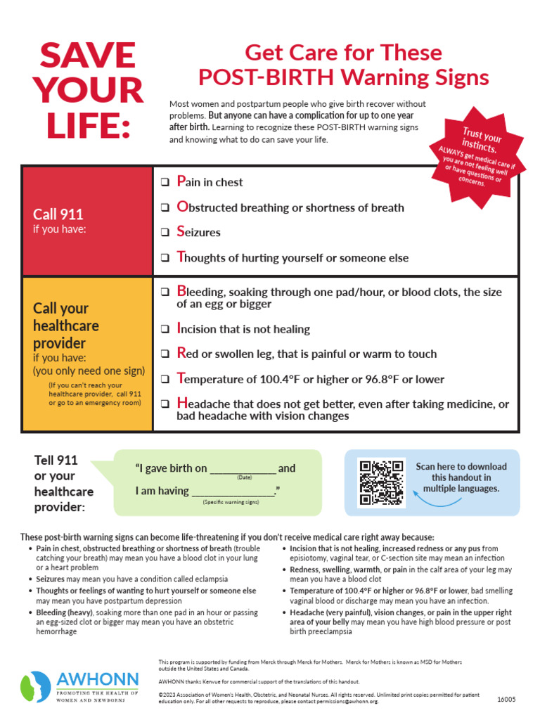 PostBirth Warning Signs to Watch For PDF Postpartum Period