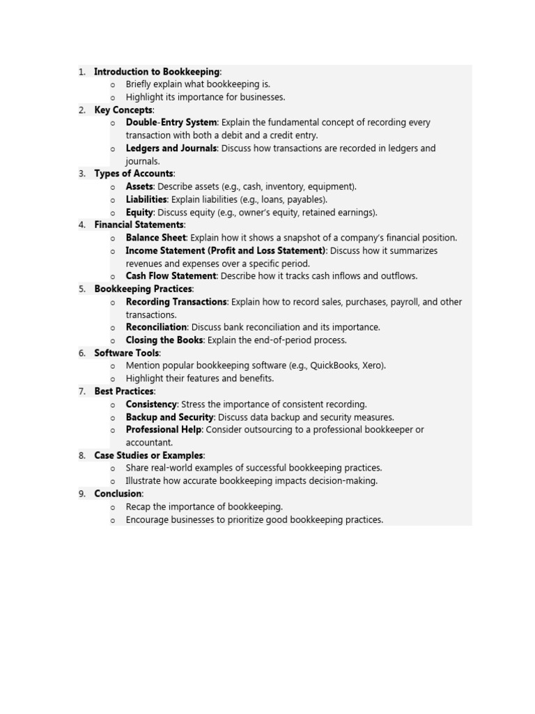 Introduction to bookkeeping pdf