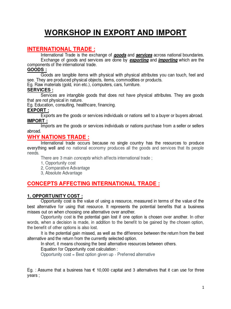 Workshop in Export and Import PDF | PDF | Balance Of Payments | Balance ...