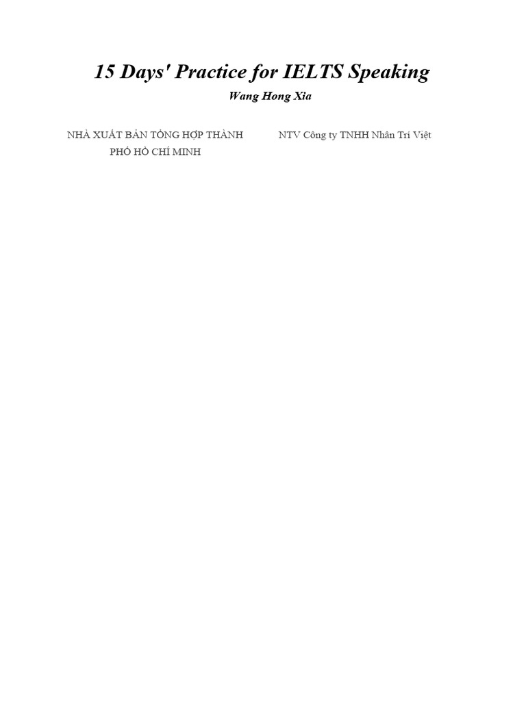 15 Days of IELTS Speaking Practice | PDF | International English ...