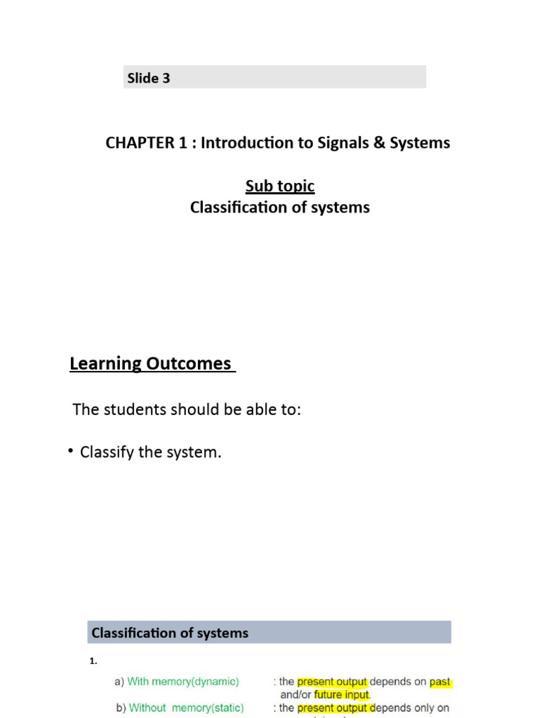 System Classification in Signals | PDF | Applied Mathematics