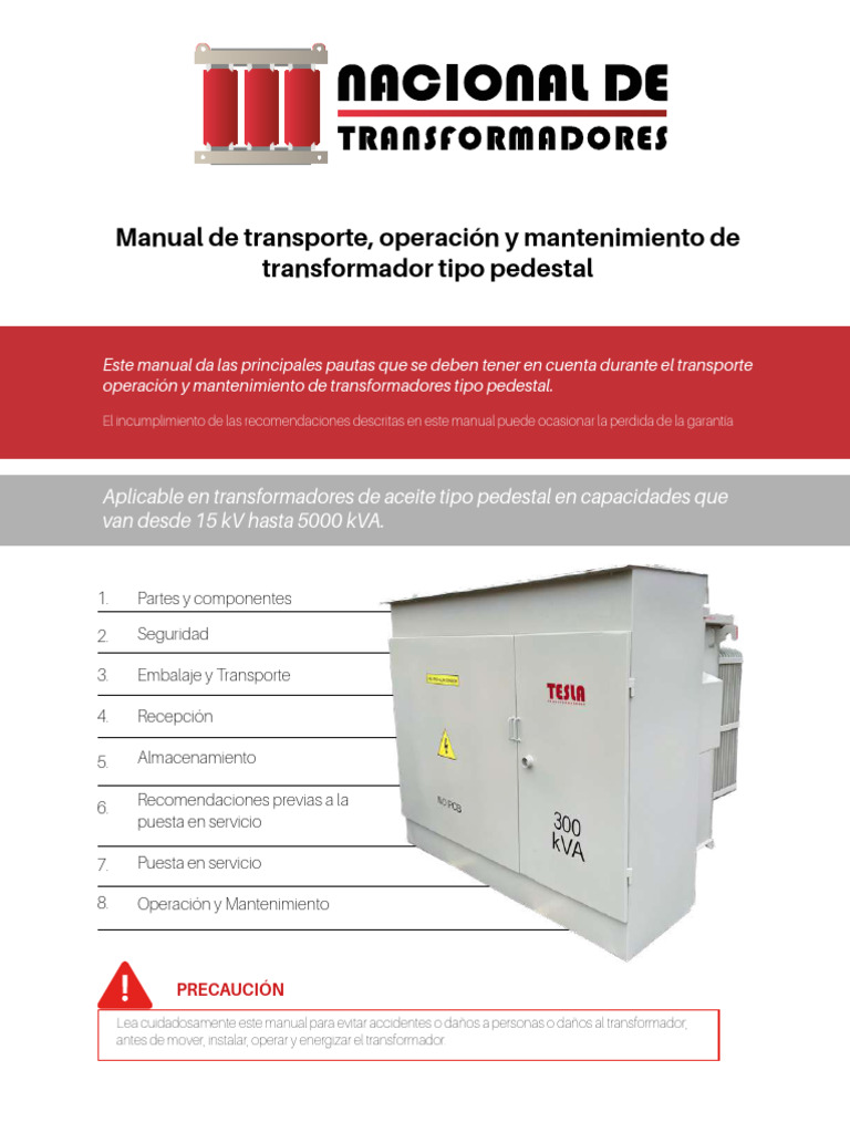 A088 V3 Manual De Transporte Operación Y Mantenimiento De