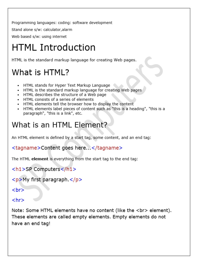 HTML Notes | PDF | Hyperlink | Html