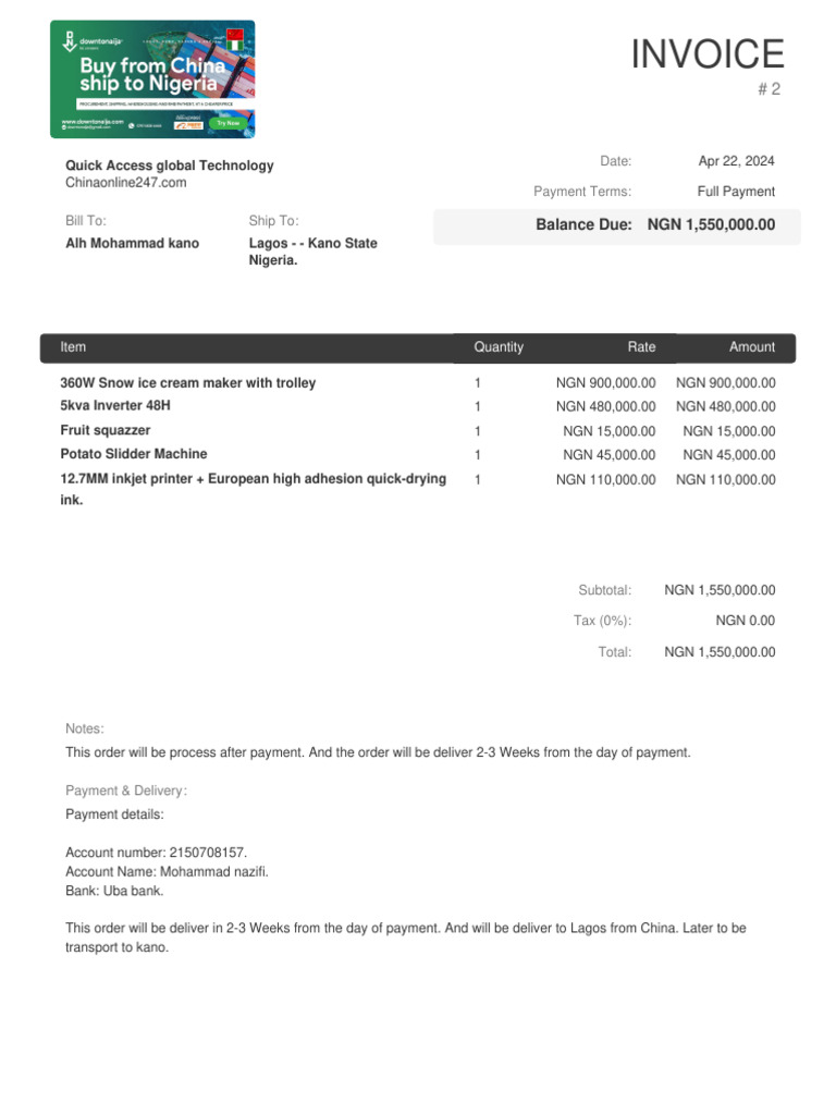 Invoice # 2 | PDF