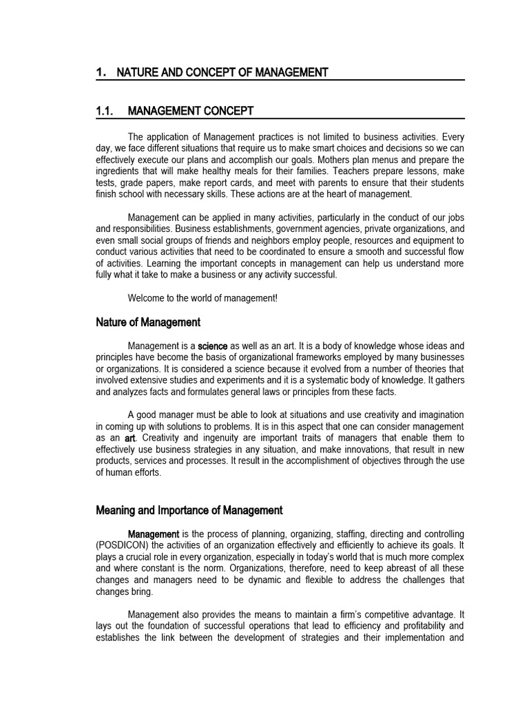 Topic 1 nature and concept of management download free pdf system