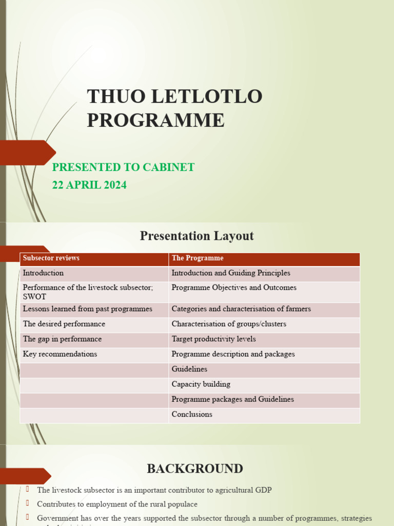 Thuo Letlotlo Programme 21 April 2024 | PDF | Livestock | Dairy Cattle