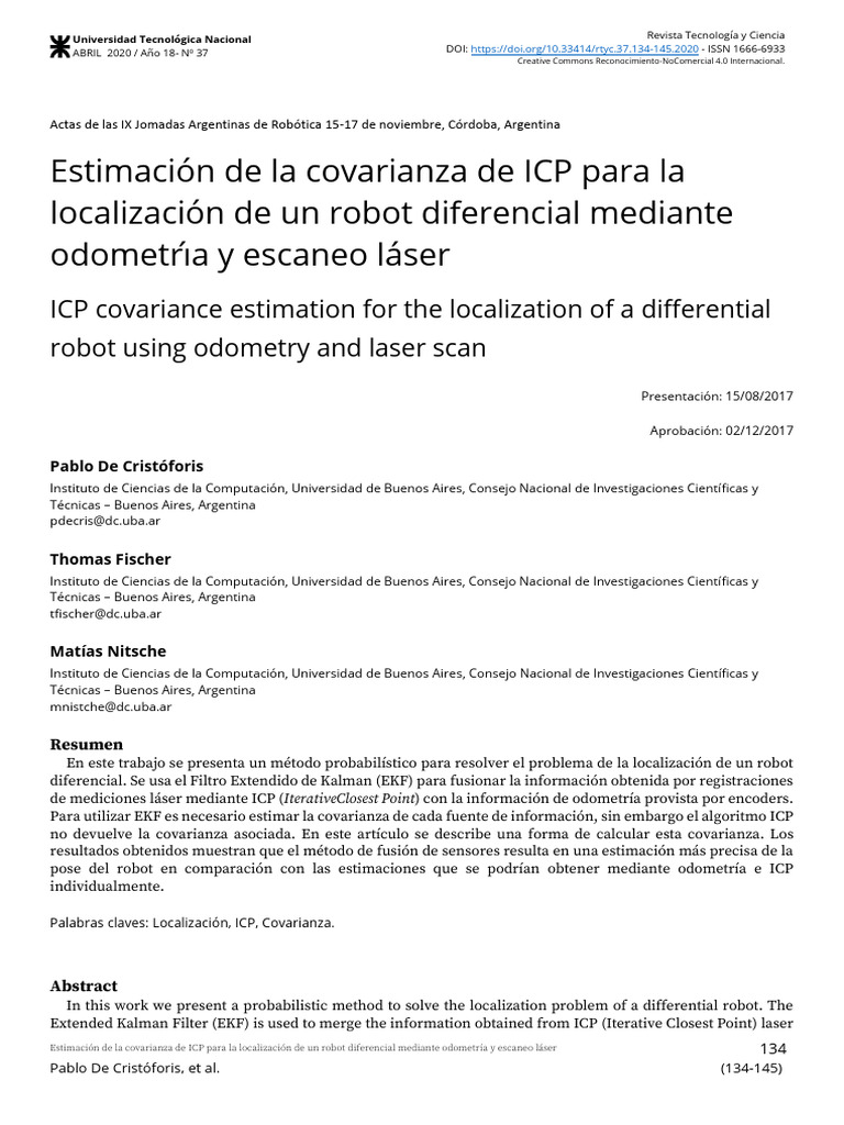 Covarianza ICP en Localización de Robots | PDF | Cinemática | Matemáticas