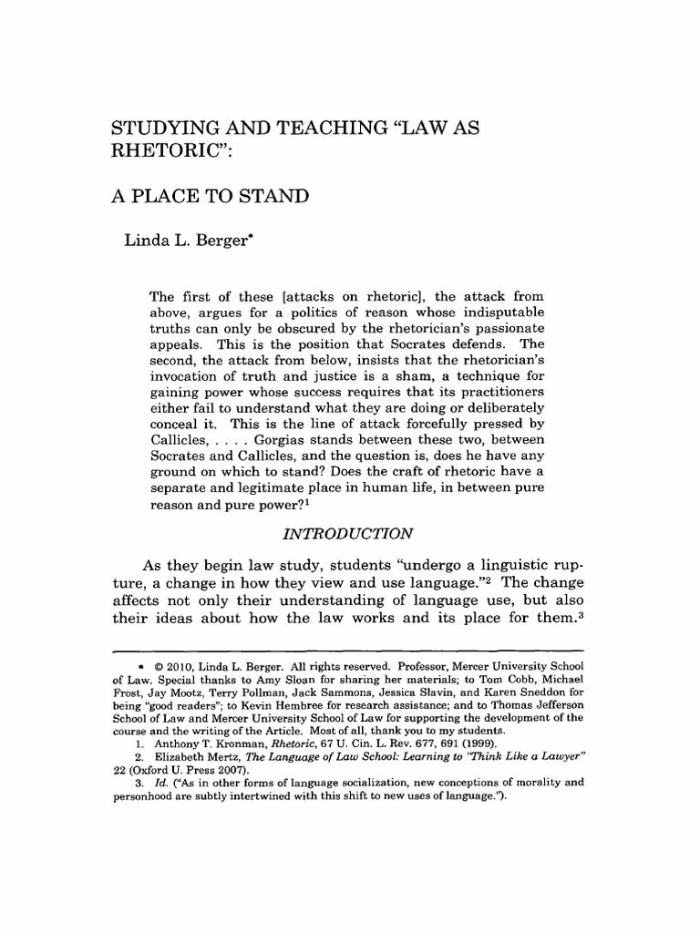 Law as Rhetoric: A New Perspective | PDF | Rhetoric | Supreme Court Of ...