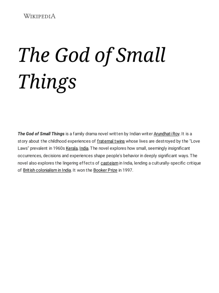 The God of Small Things Wikipedia PDF