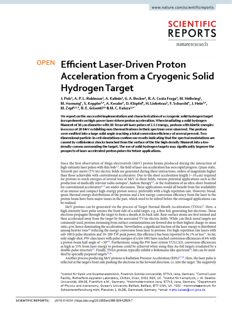 Laser-Driven Proton Acceleration Study | PDF | Proton | Laser