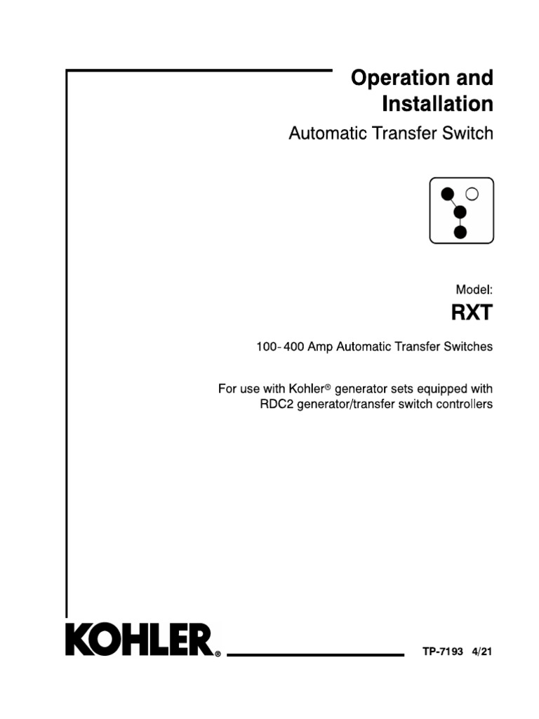 ATS Model RXT, Operation & Installation TP-7193 4-21 | PDF