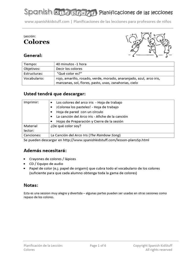 Colors Lesson Plan SP | PDF | Color