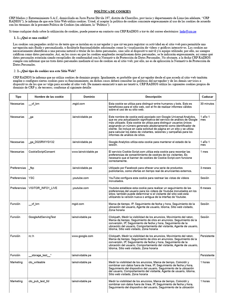 Pol tica de cookies lpdp crp pe pdf cookie http youtube