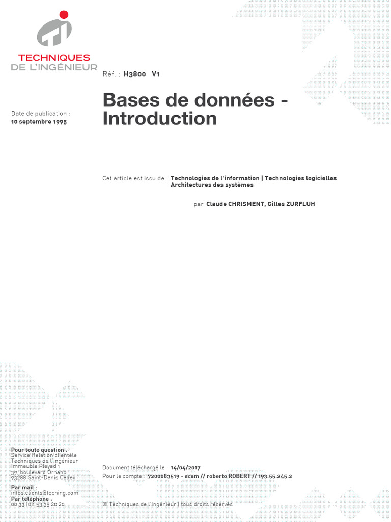 Introduction aux bases de données | PDF | Bases de données | Fichier ...