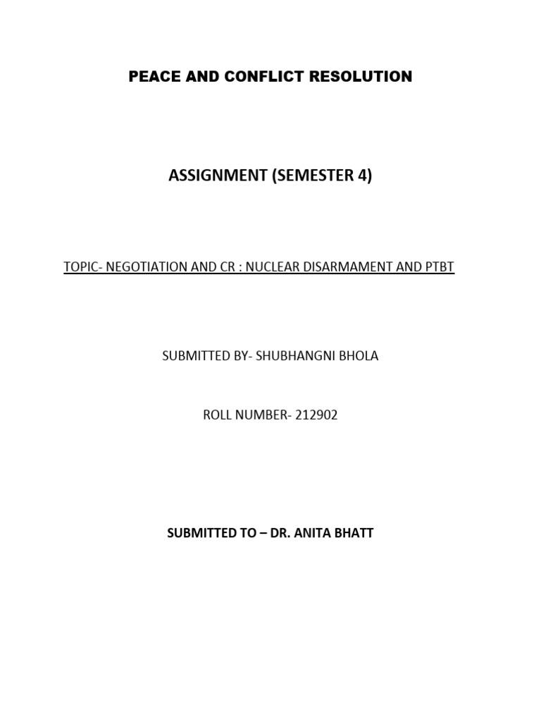 peace and conflict resolution | PDF | Nuclear Weapons | Conflict Resolution
