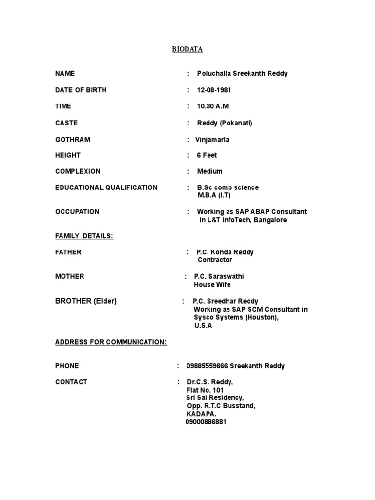 Female data marriage bio Biodata for
