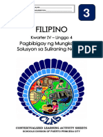 Filipino3 q4 CLAS4 Pagbibigay NG Mungkahing Solusyon Sa Suliraning Nabasa MAJA JOREY DONGOR