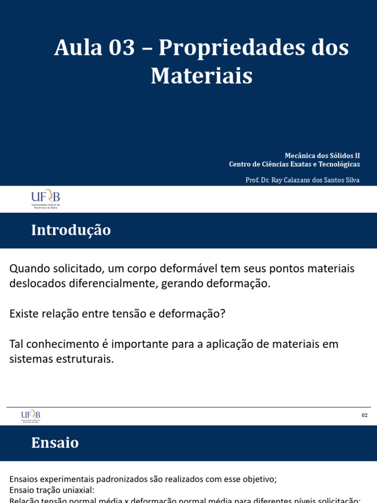 Aula 03 - Propriedades Dos Materiais | PDF | Estresse (Mecânica ...