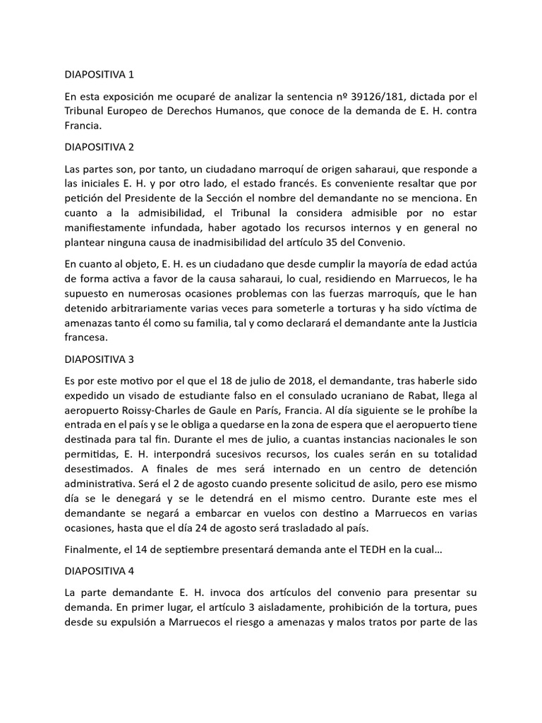 Exposición Sentencia Tribunal Europeo Derechos Humanos | Descargar